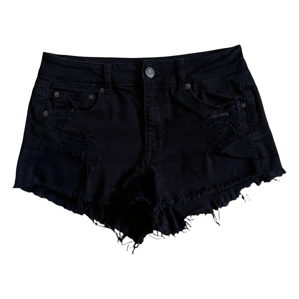 American Eagle Outfitters AEO Distressed Hi-Rise High Black Festival Shorts 8